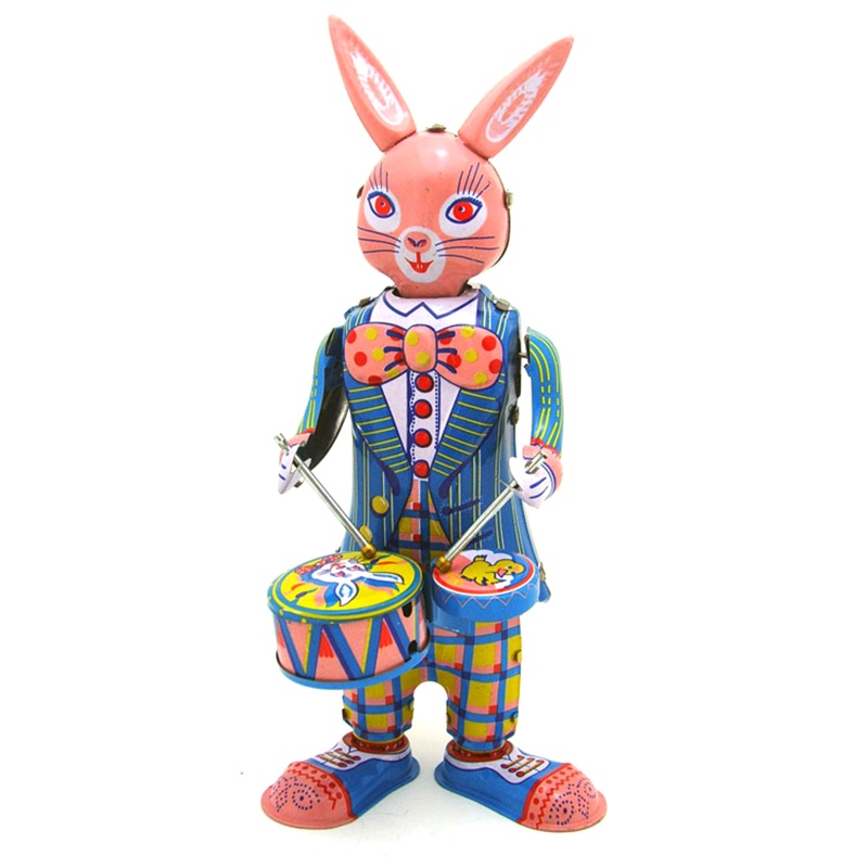 Top Wind Up Clown ของเล่น Clockwork Wind Up Tinplate Drumming Clown Vintage Tinplate Drumming Clown 