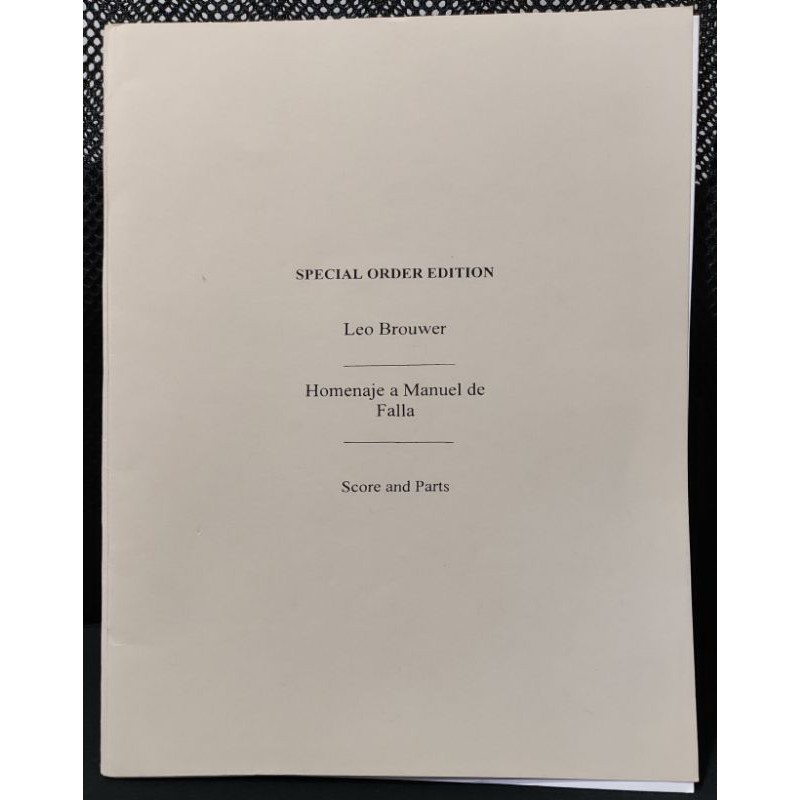 LEO BROUWER: HOMENAJE A MANUEL DE FALLA (SCORE AND PARTS)