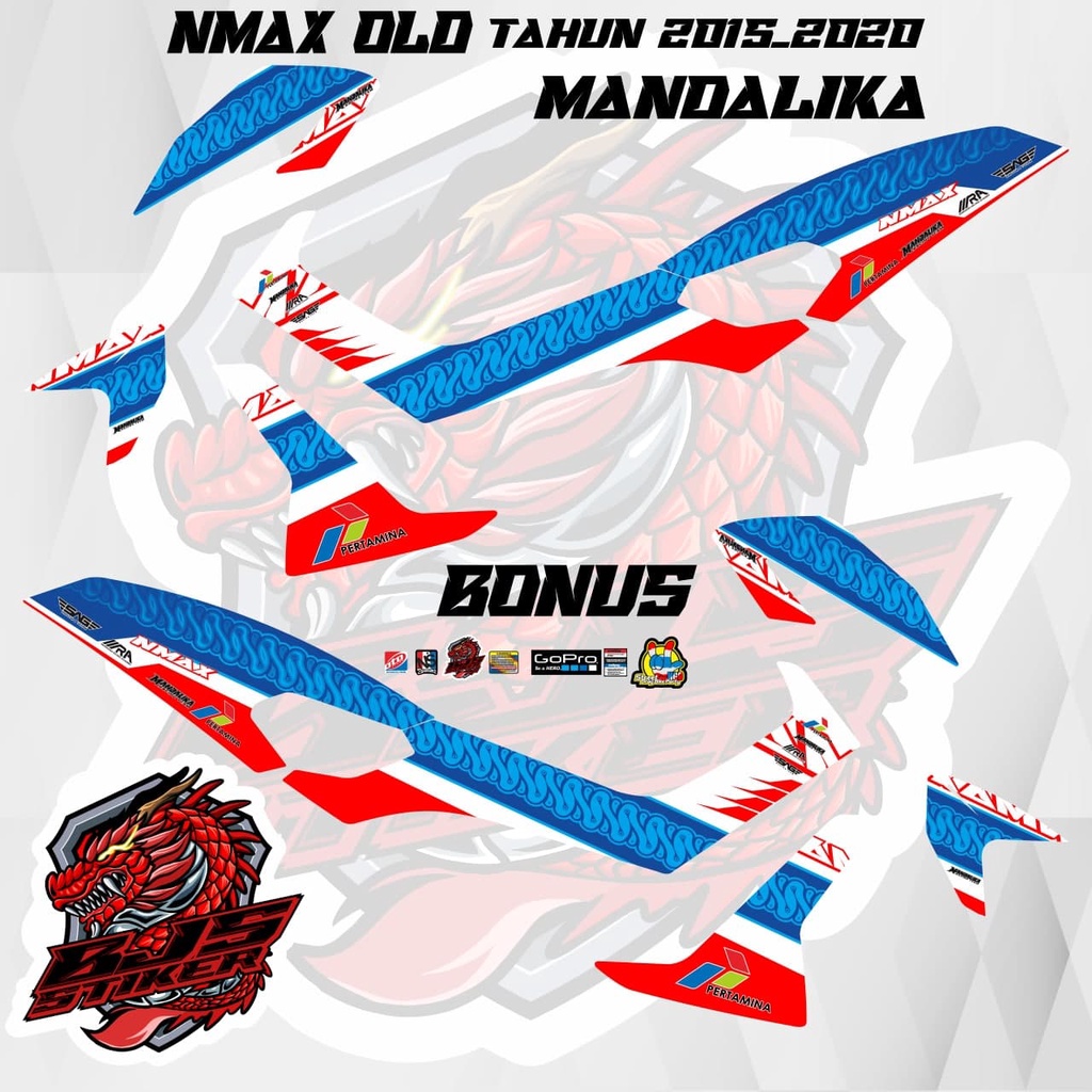 Old Nmax Striping - สติ๊กเกอร์รูปลอก Nmax Nmax Nmax รุ่นเก่า 2015-2020 Early mandalika 1