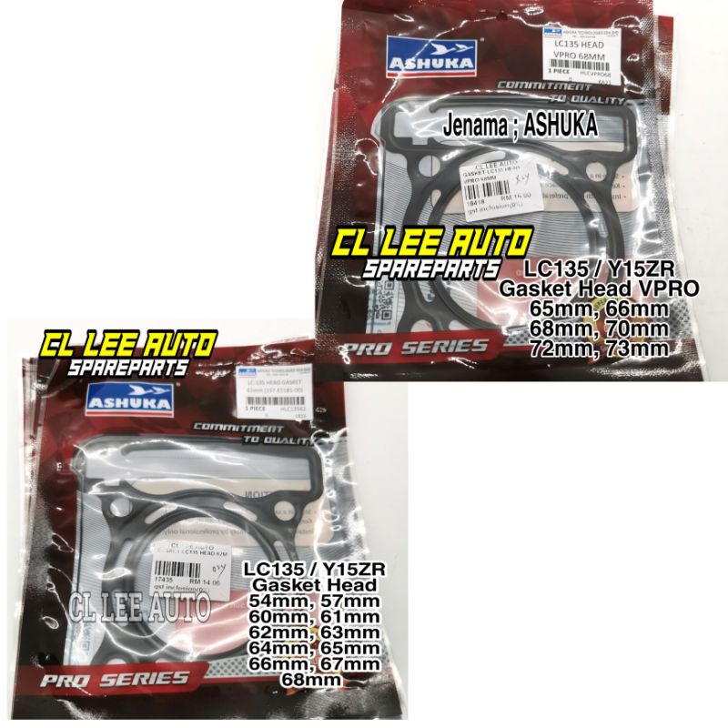 ASHUKA GASKET HEAD RCM (โลหะเคลือบยาง) V PRO C135 Y15 Y15ZR 54 57 60 61 62 63 64 65 66 67 68 70 71 7