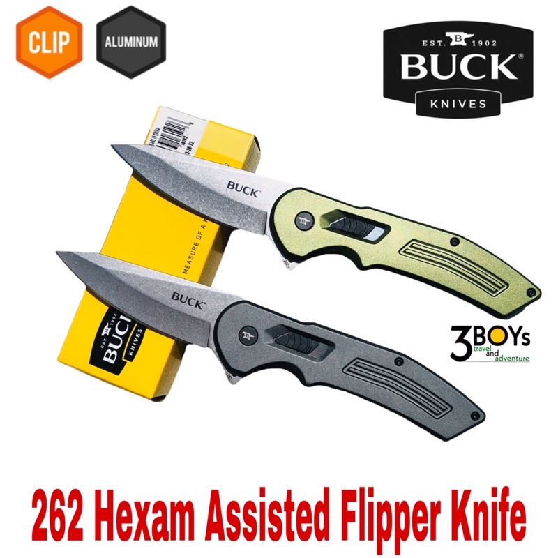 Buck 262 Hexam Assisted Flipper มีด 3.33"ใบมีด Satin Drop Point, ด้ามจับอลูมิเนียม เรียบหรู ทันสมัย