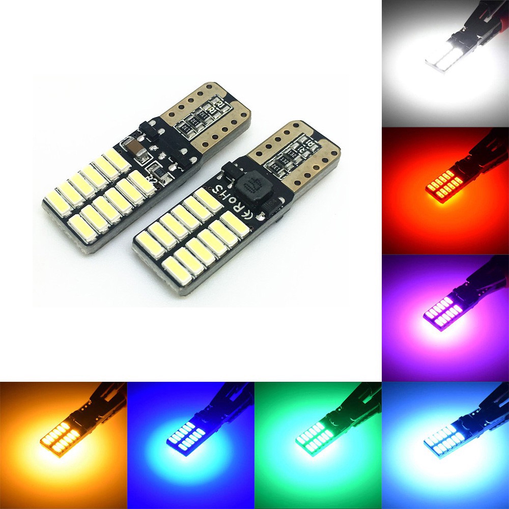2PCS T10 หลอดไฟ LED 194 W5W 24SMD 4014 ชิปเซ็ต LED เปลี่ยนหลอดไฟสําหรับรถยนต์ Courtesy โดมแผนที่ประตูป้ายทะเบียน