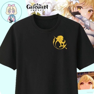 [100% Cotton] Genshin เสื้อยืดลําลอง ผ้าฝ้าย 100% แขนสั้น พิมพ์ลายเกม Electro Element สีดํา พลัสไซซ์ XS-3XL ของขวัญวันเก