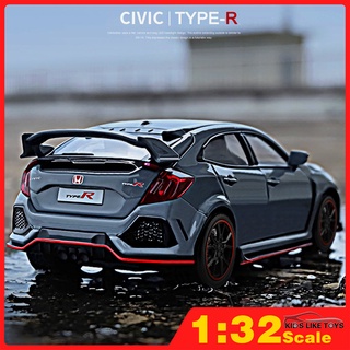 Klt RMZ CITY 1:32 Honda Civic Type R Diecast โมเดลรถยนต์ของเล่นสําหรับเด็กผู้ชาย