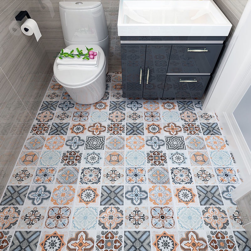 Self Adhesive Floor Wallpaper Bathroom, How To Apply Self Adhesive Floor Tiles