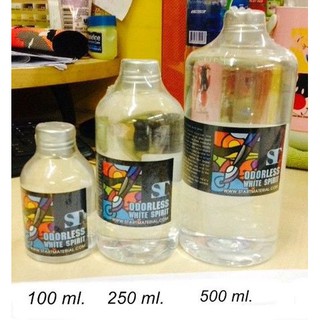 น้ำยาล้างพู่กัน-สีเพ้นท์แก้ว ST Odorless white spirit 100/250/500 ml