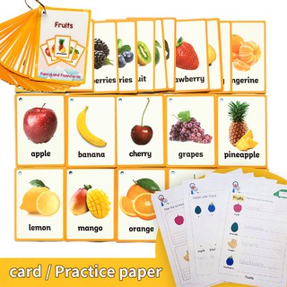 Fruits Flash Card English Card Practice Paper Exercise Coloring Books Educational Toys