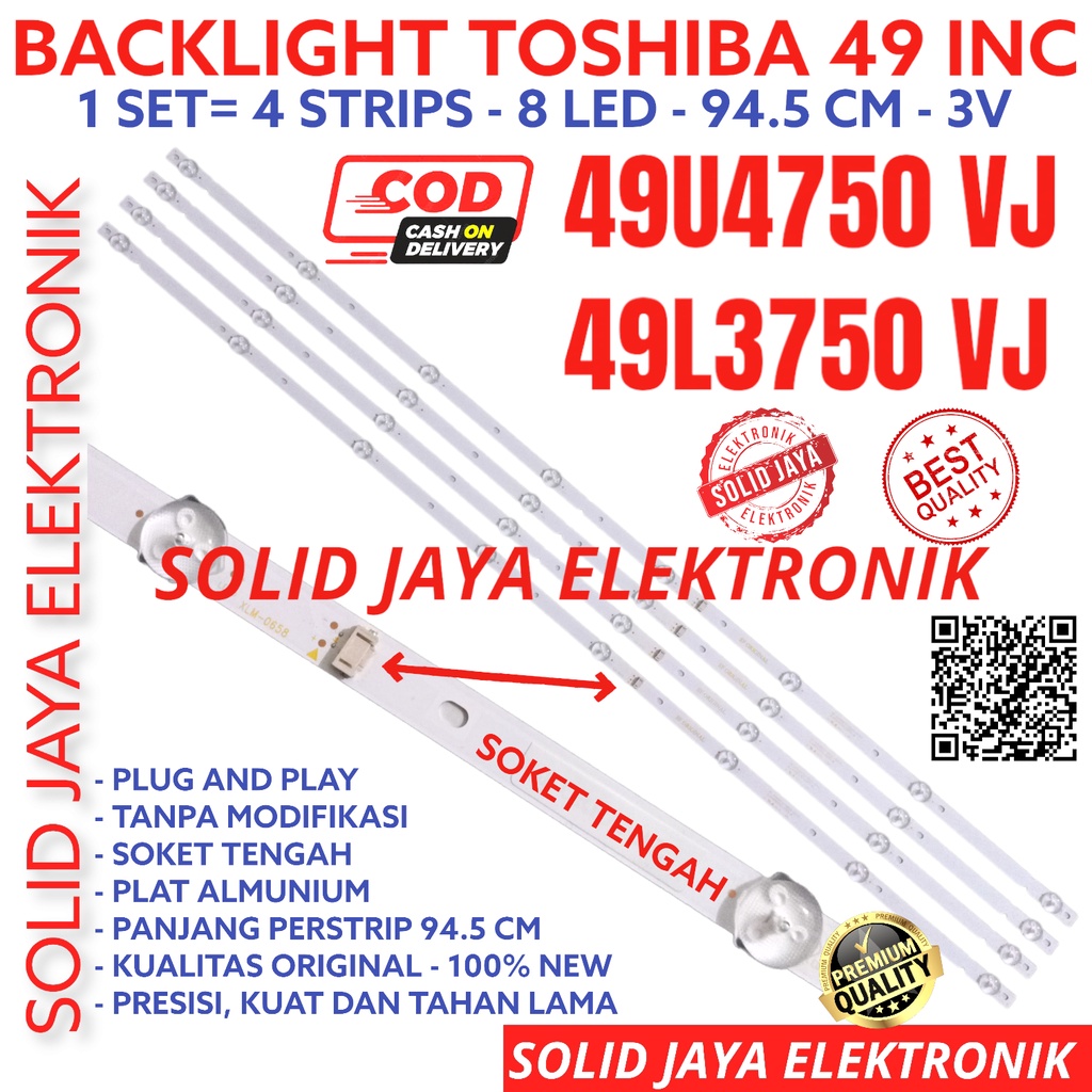 Toshiba โคมไฟ LED TV BACKLIGHT 49U4750 49L3750 VJ 49U4750VJ 49L3750VJ 49U 49L BL 8K 3V 8LED 8 ปุ่ม 4750 3750 49 นิ้ว 49 นิ้ว