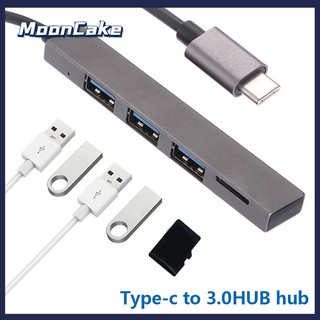 Moon_4 in 1 อะแดปเตอร์ฮับ USB 3.1 Type-C เป็น USB 3.0 TF สําหรับ MacBook Pro Air