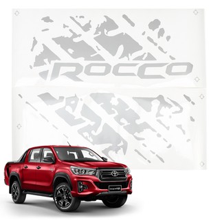 สติ๊กเกอร์ ติดฝากระบะท้าย สีเงิน "ROCCO" สำหรับ โตโยต้า Toyota ไฮลักซ์ Hilux รีโว่ Revo ร็อคโค่ Rocco 4x4 ปี 2019 20