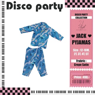 21August.Baby Disco Party Jack Pyjamas Blue ชุดนอนเด็ก สีฟ้า ผ้าเครปซาติน