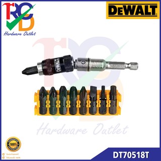 DeWALT ชุดดอกไขควง 10 ชิ้น พร้อมหัวจับดอกแม่เหล็ก ปรับหมุนได้ 20° รุ่น DT70518T