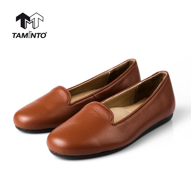 ส่งฟรี! Taminto รองเท้าหนังแท้ ผู้หญิง ส้นแบน Ballet Flats หัวมน นุ่ม เบา ซัพพอร์ตเท้า W3421