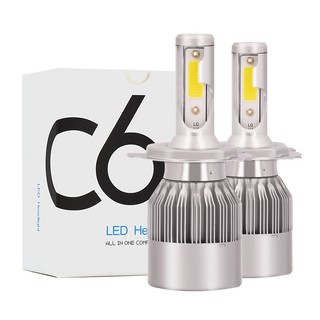 ไฟหน้าหลอดไฟ Led H 4 H 1 H 3 H 7 Hb 3 Hb 4 Cob 7600 Lm C 6 Led สําหรับติดรถยนต์