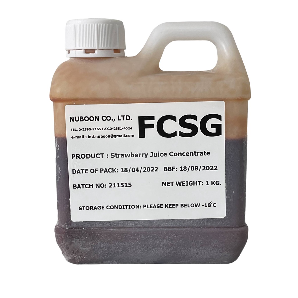 Nuboon น้ำสตรอเบอรี่เข้มข้น​แท้​จาก​ธรรมชาติ​ไม่มี​สาร​ปรุงแต่ง แพค 1 กก. (FCSG)
