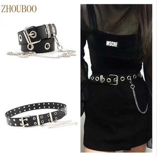 boutique668 เข็มขัดหนัง PU มีโซ่ห้อย แฟชั่น สำหรับผู้หญิง (A02-04-2)