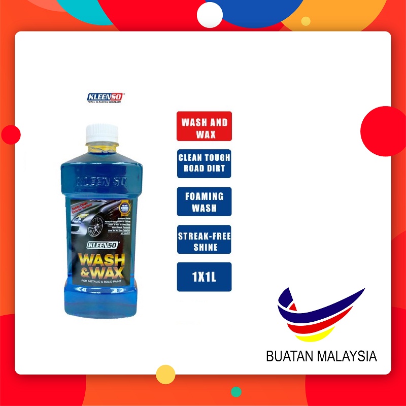 Kleenso 1L ล้างรถและแว็กซ์สําหรับสีเมทัลลิกและสีแข็ง/Cecair cuci & Wax Kereta