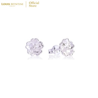 Louis Montini (Jewelry) Sterling Silver 925 Earrings ต่างหูเงินแท้ 92.5% ต่างหูผู้หญิง รูปดอกไม้ LJER05