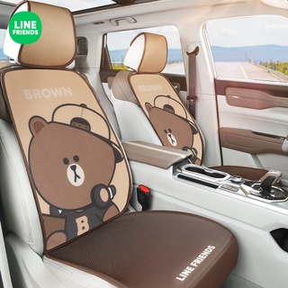 Line Friens Car Summer Ice Silk Cushion Ventilated Cool Cushion Brown Bear Four Seasons Universal Seat Cushion