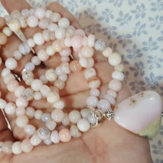 สร้อยคอหินธรรมชาติ Pink opal beads 30"