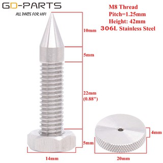 spike ลำโพง วัสดุ stainless 316L set 8 คู่ spike พร้อมจานรองอย่างดี สแตนเลสเกรดสูงไร้สนิม ไม่ดำ ขนาด M6/m8