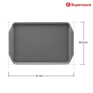 Srithai Superware ถาดใส่อาหารพลาสติก ถาดเสริฟ ขนาดใหญ่ แบบสี่เหลี่ยม มีลายกันลื่น Plastic Serving Trays T-28