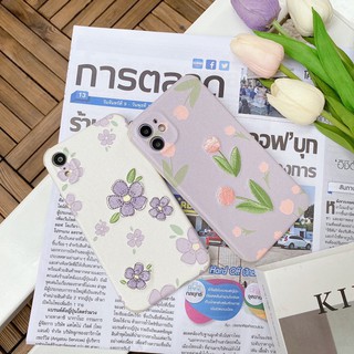 🌷 Case เคส เคสมือถือ เคสโทรศัพท์ เคสนิ่ม เคสหนัง ดอกไม้ F54 ดอกม่วงพื้นขาว ดอกทิวลิปพื้นม่วง เคสดอกไม้ เคสทิวลิป