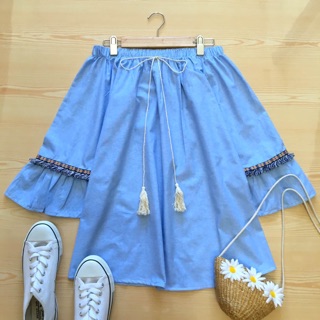 ✨เดรสปาดไหล่ผ้า cotton