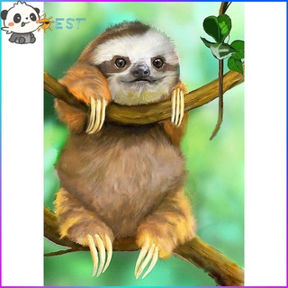 thebest 5 d diy ภาพจิตรกรรมปักครอสติสลาย cute sloth ติดประดับเพชรสําหรับติดตกแต่งบ้าน
