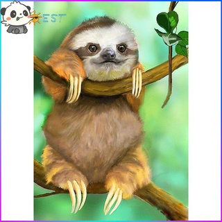 thebest 5 d diy ภาพจิตรกรรมปักครอสติสลาย cute sloth ติดประดับเพชรสําหรับติดตกแต่งบ้าน