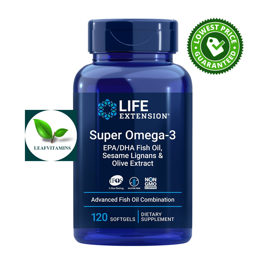 Life extension Super Omega-3 EPA/DHA Fish Oil, Sesame Lignans &amp; Olive Extract / 120 Softgels