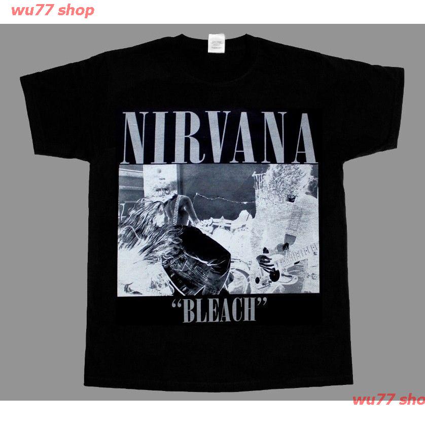 wu77 shop New เสื้อยืดผ้าฝ้าย 100% พิมพ์ลาย Nirvana Bleach'89 Kurt Cobain New Kurzarm สําหรับผู้ชาย 