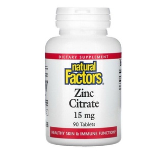 วิตามิน ซิงค์ซิเตรต ขนาด 15มก. บรรจุ 90 เม็ด, natural Factors Zinc Citrate