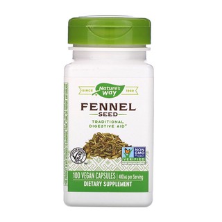 ✅พร้อมส่ง เผาผลาญ+ย่อยอาหาร 🍀Fennel Seed, Natures Way, 480 mg, 100 Vegetarian Capsules