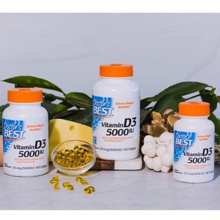 พรีออเดอร์⚡️Doctors Best, Vitamin D3, 125 mcg (5,000 IU), 180;360;720 Softgels🇺🇸