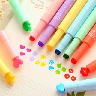 Cute Candy Color Highlighters Inks Stamp Pen Creative Marker Pen school Supplies office Stationery Gifts for children