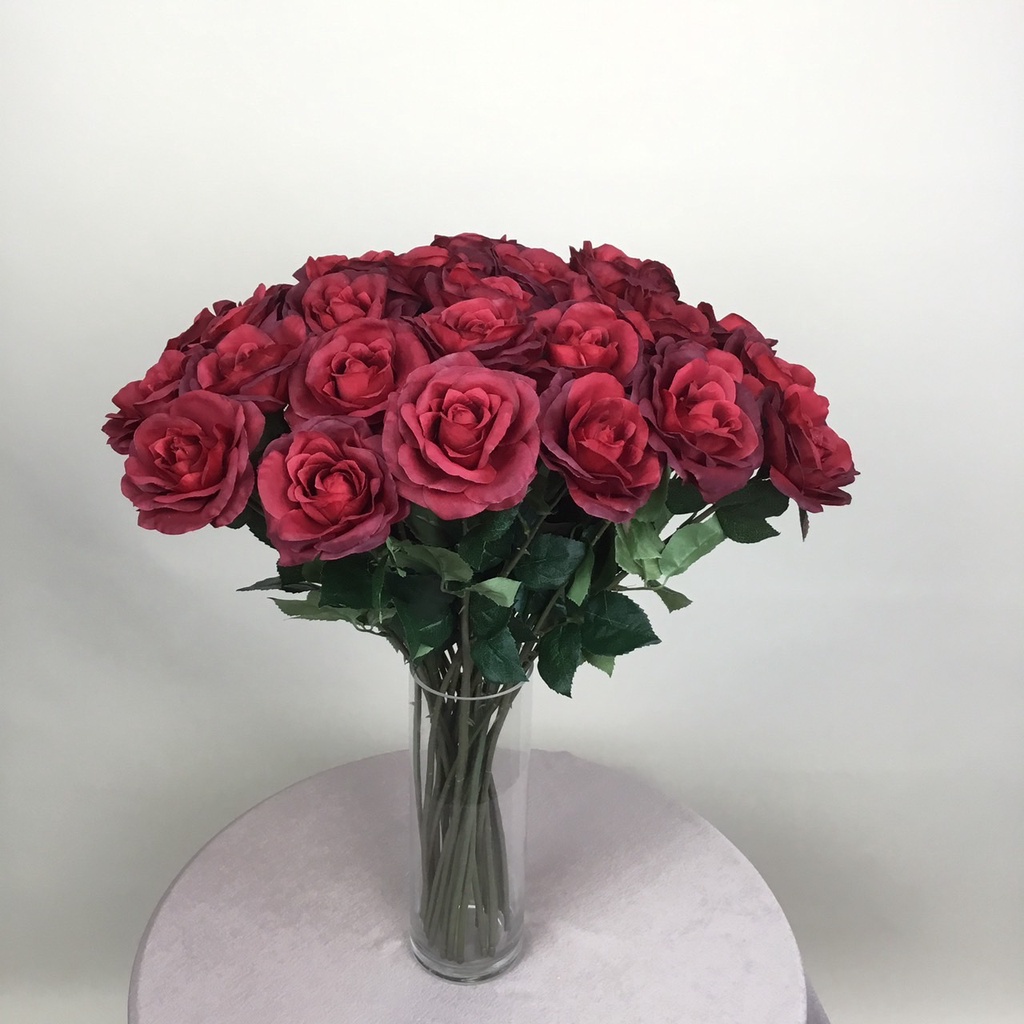 ดอกกุหลาบดอกใหญ่ กุหลาบวาเลนไทน์ ดอกไม้ประดิษฐ์เกรดพรีเมี่ยม Artificial Red Rose