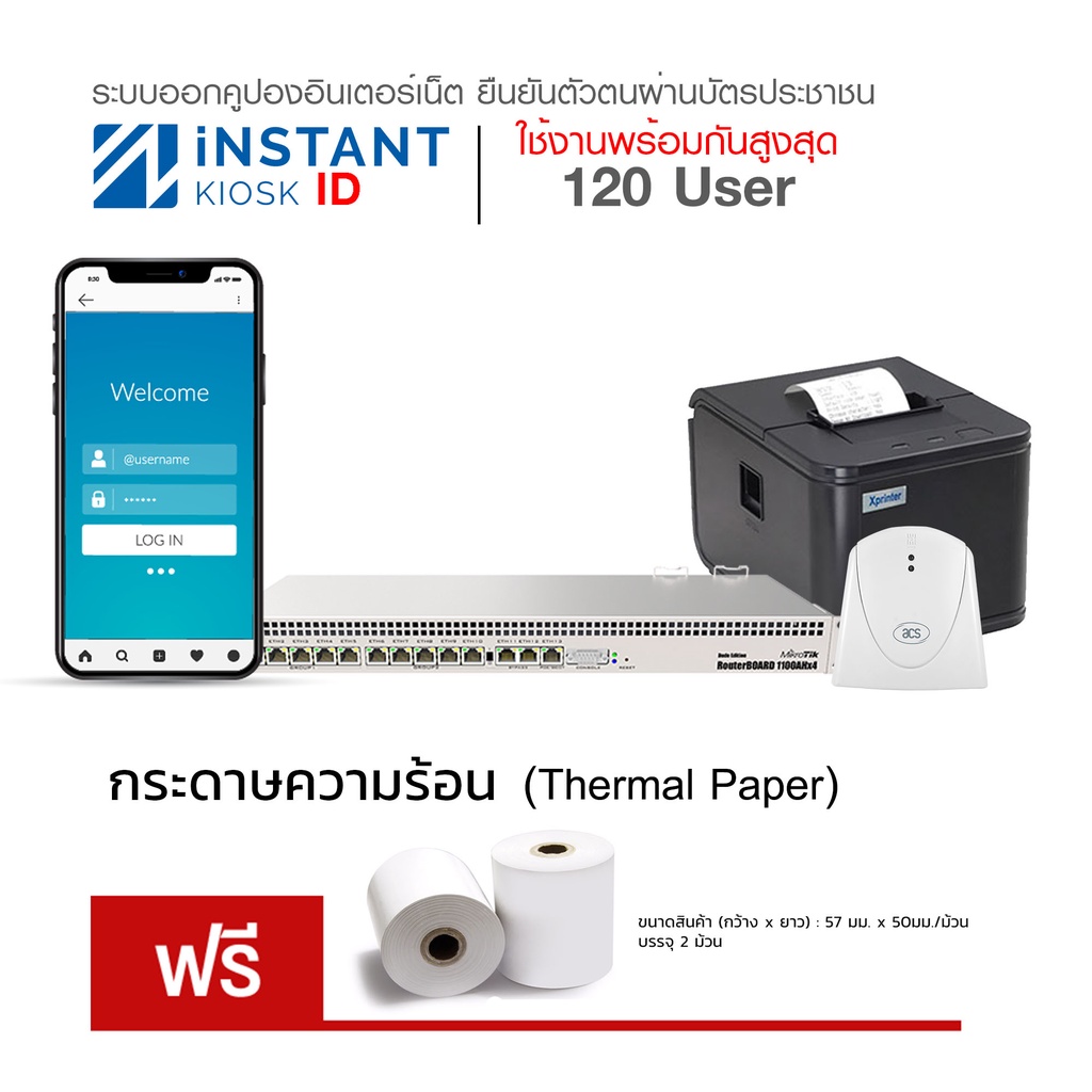 ระบบออกคูปอง Instant Kiosk – ID : Mikrotik รุ่น RB1100AHx4 +Setup พร้อมใช้งาน