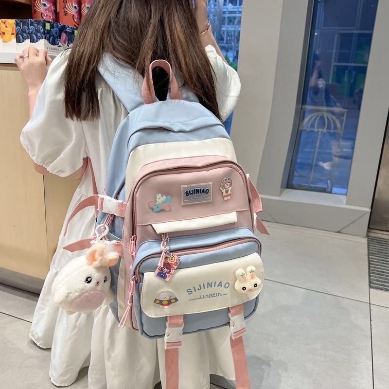 ลดล้างสต็อค กระเป๋าเป้สีพาสเทล ช่องเยอะ ขนาดกลาง ใส่เรียนหรือสะพายทั่วไปได้