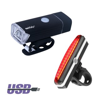 ไฟหน้าจักรยาน Machfally 180Lumens + ไฟท้ายจักรยาน RPL-2266 (USB)