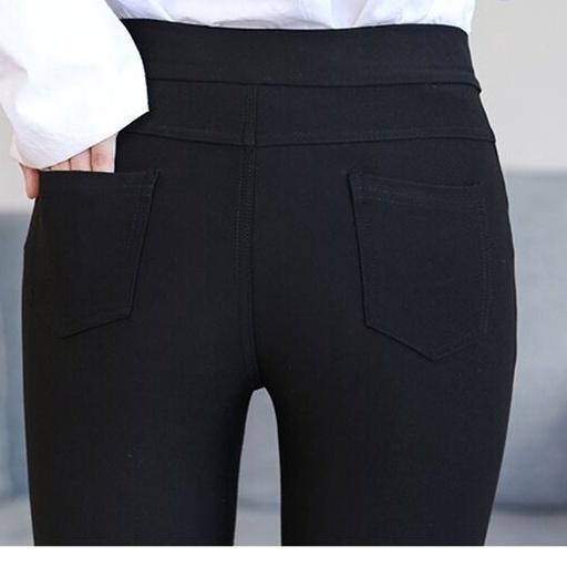 กางเกงใส่ทำงาน สีดำ ผ้าสกินนี่แต่งกระเป๋าข้าง เนื้อผ้าดีใส่สบาย - รูปที่ 2