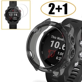 2-in-1 เคสป้องกัน + ฟิล์มกันรอยหน้าจอ สําหรับ Garmin Forerunner 245 245 Music Soft TPU ฟิล์มกระจกนิรภัย