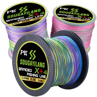 Sougayilang สายเอ็นตกปลา PE หลากสี150ม.-550ม.,สายเอ็นตกปลา4เส้นและ X + 8เกลียว12.3LB-58.4LB สำหรับตกปลาคาร์พ