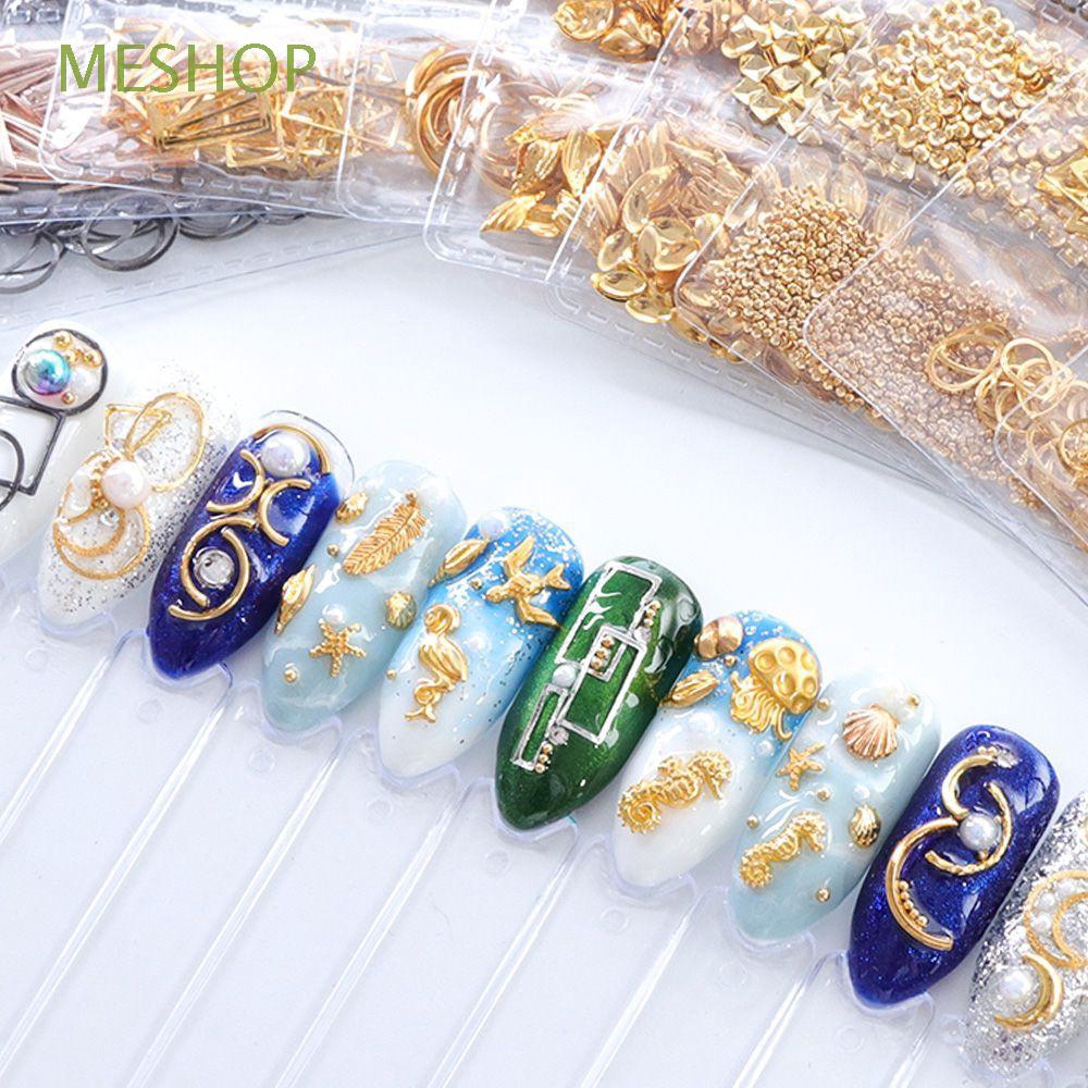 6 Grid/Pack 3D Glitter Sequins Star Moon Gold Silver Silk Metal Copper ...