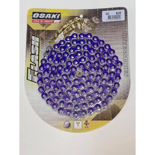 โซ่ มอเตอร์ไซด์ จักรยานยนต์ OSAKI FLASH CHAIN สีน้ำเงินสะท้อนแสง ความยาว 106 ข้อ