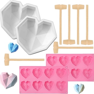 Heart-shaped silicone mold with diamonds, cake decorating tools Elegant cake decorating tools for making mousse cakes.