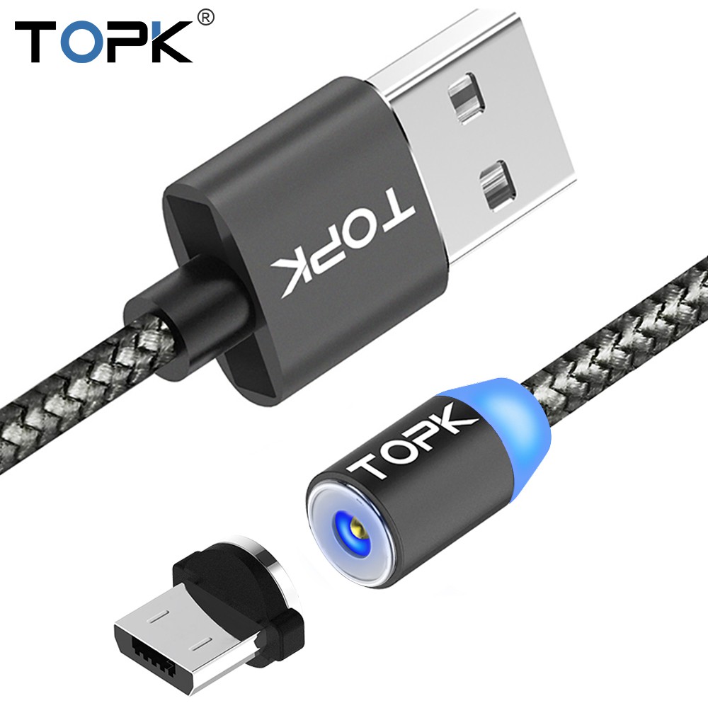 TOPK LED สายชาร์จไนล่อนถักเเม่เหล็ก อัพเกรด Micro USB Cable สำหรับ OPPO R9 #5
