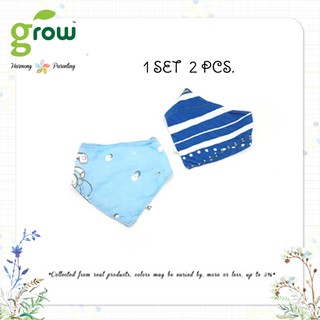 Grow Bamboo Muslin NickNack Bandana  bib Pack of 2 - โกรว ผ้ากันเปื้อน ใยไผ่ ผ้าใยไผ่ เเพค 2 ชิ้น