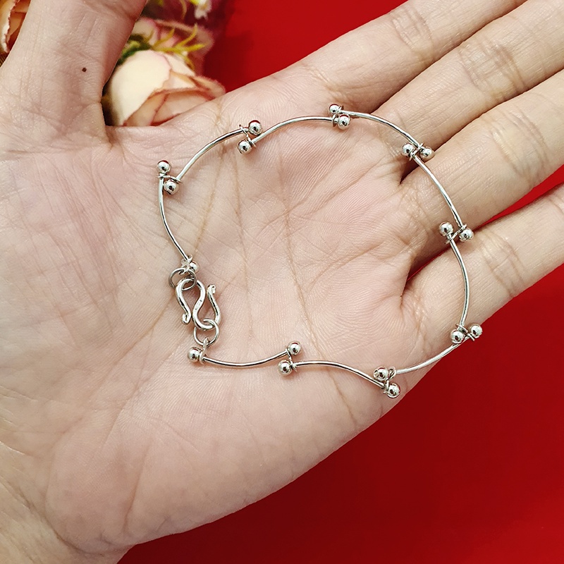 สร้อยข้อมือโรเดียม, สีเงิน ตะขอตัวเอ็น เครื่องประดับแฟชั่น ใส่ได้ทุกโอกาส พร้อมส่ง ราคา ถูกที่สุด ดีลบีเคเค แกลเลอรีภาพที่ 5