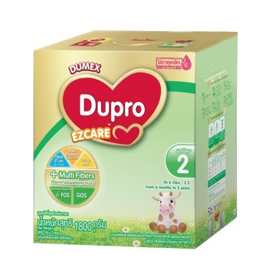 Dupro EZCARE ดูโปร อีแซดแคร์ สูตร 2 นมผงสำหรับเด็กเล็กอายุ 6 เดือน-3 ปี ขนาด 1650 กรัม (1 กล่อง) DM